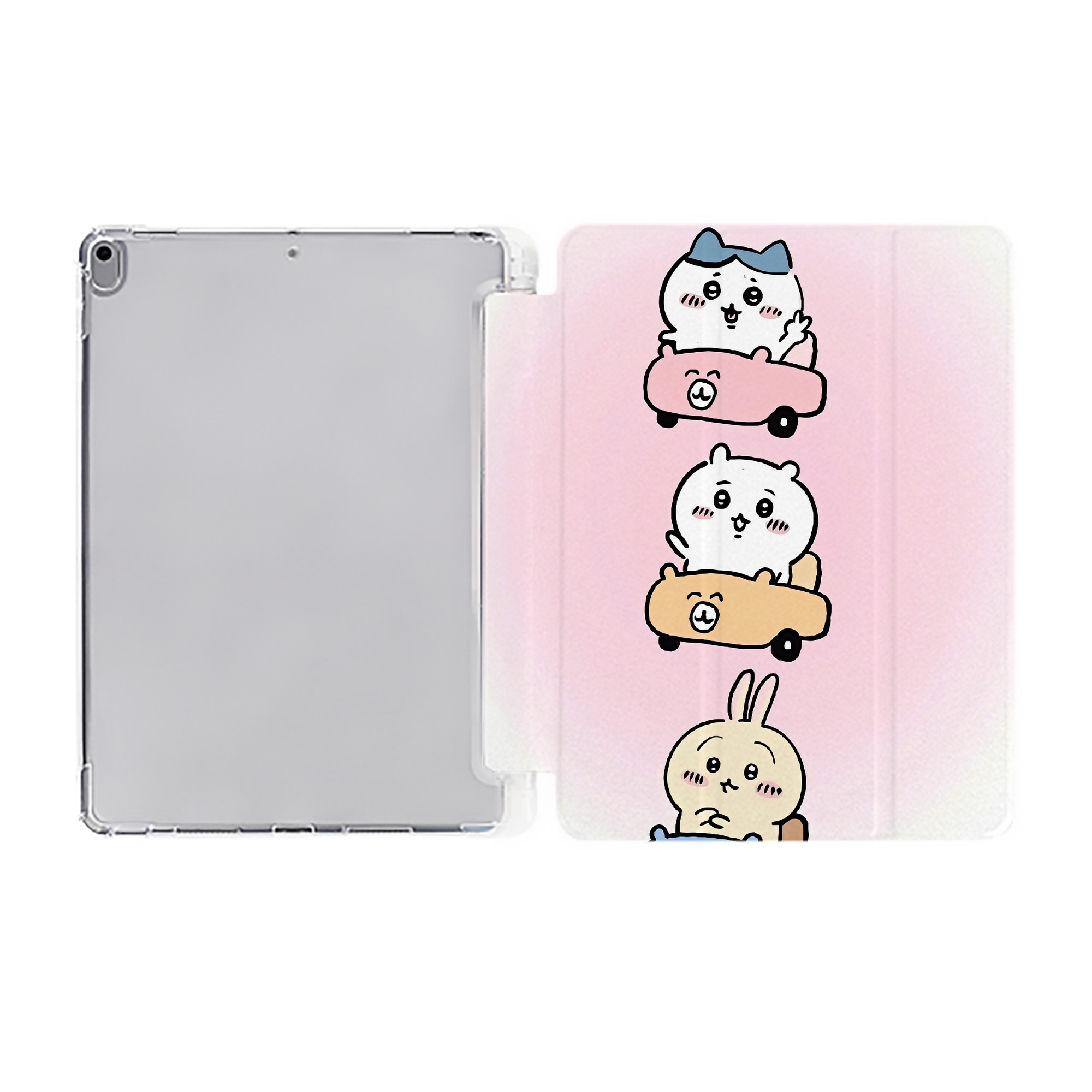 （画像用） ちいかわ Chii-kawa IPad ケース ペン収納付き 三つ折りスタンド PUレザー×シリコン 対応機種9.5/10.5/10.9インチ